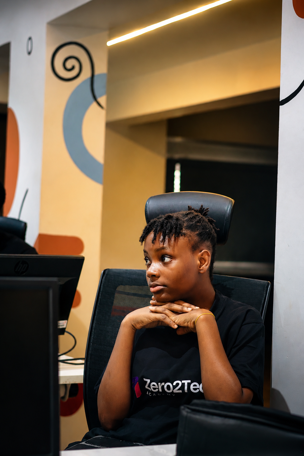 Focused student in the Zero2Tech class